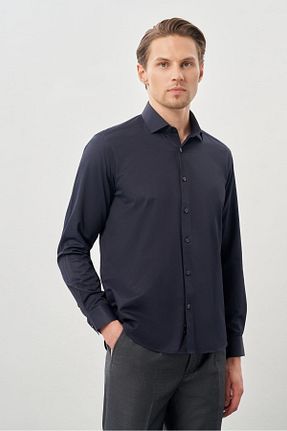 پیراهن سرمه ای مردانه اسلیم فیت İmza - کد 884220495