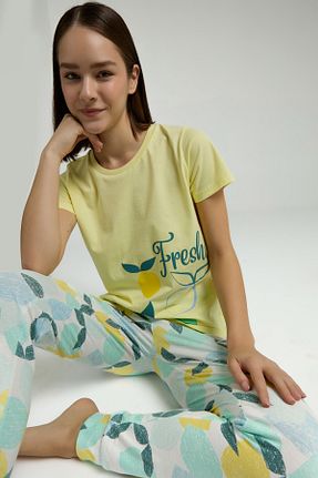 ست لباس راحتی زرد زنانه چاپی Rolypoly - کد 884227626