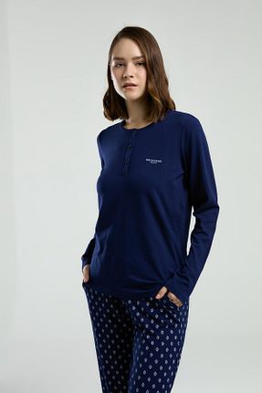 ست لباس راحتی سرمه ای زنانه چاپی Pierre Cardin - کد 884227750