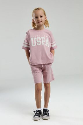 ست بالاتنه و پائین تنه صورتی بچه گانه بافت U.S. Polo Assn. - کد 884230127