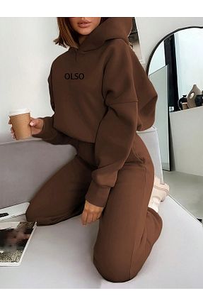 ست بالاتنه و پائین تنه قهوه ای زنانه بافت aynewmoda - کد 884234421