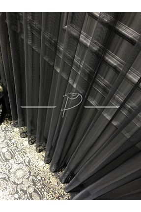 پرده توری مشکی ریل دار Perde Pendik - کد 783204590