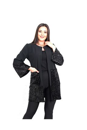 کت سایز بزرگ مشکی زنانه کرپ Şirin Butik - کد 876338382