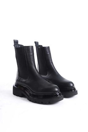 بوت / نیم بوت مشکی زنانه چرم خالص MODA - کد 884301217