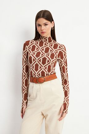 بادی نارنجی زنانه یقه نیم ماهیگیر Bipantolon - کد 884375049