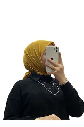 روسری زرشکی کرپ ساتن ابریشم Harem - کد 884375165