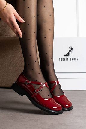کفش آکسفورد زرشکی زنانه چرم لاکی myshoes - کد 884469525