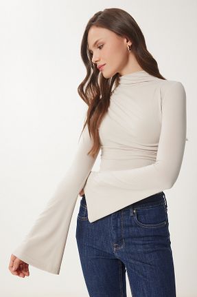بلوز بژ زنانه ساده Lovelyİstanbul - کد 884420853