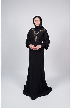 لباس مجلسی حجاب مشکی زنانه یقه دوچرخه Ribas Collection - کد 250527897