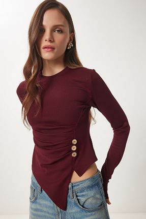 بلوز زرشکی زنانه رگولار Lovelyİstanbul - کد 884478123