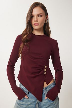بلوز زرشکی زنانه رگولار Lovelyİstanbul - کد 884478123
