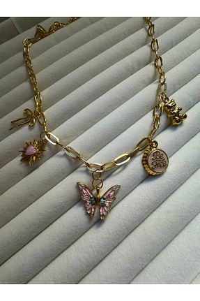 گردنبند جواهر طلائی زنانه برنجی ESMECO - کد 884496415