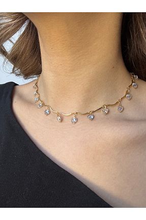 گردنبند جواهر طلائی زنانه برنجی ESMECO - کد 884495995