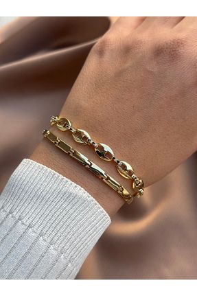 دستبند استیل (فولاد) طلائی زنانه استیل (فولاد) Axamore - کد 884493450