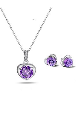 ست نقره بنفش زنانه 2 تایی Brezza Lusso Jewelry - کد 36894615