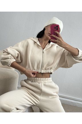 ست بالاتنه و پائین تنه بژ زنانه بافت aynewmoda - کد 884499310