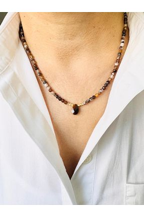 گردنبند جواهر قهوه ای زنانه سنگ طبیعی DEVİ fashion - کد 860204838