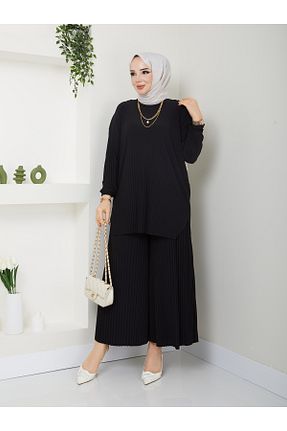 ست بالاتنه و پائین تنه حجاب مشکی زنانه Relaxed MODAMÜNASİP - کد 884509694
