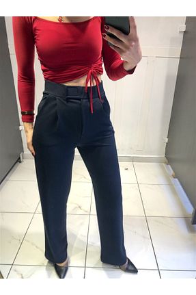 شلوار پارچه ای سرمه ای زنانه بلند Gözde Tasarım Butik - کد 884548677