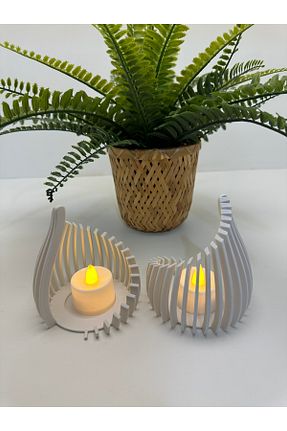 شمعدان و شمع گیر سفید پلاستیک Butik - کد 884603539