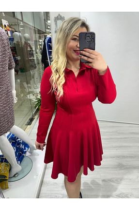 لباس قرمز زنانه بافتنی SBUTİK - کد 884636533