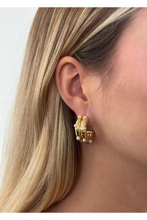 گوشواره جواهر طلائی مروارید KİLİGİSTANBUL - کد 884663341