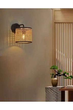 چراغ دیواری بژ خیزران retro home design - کد 884829958