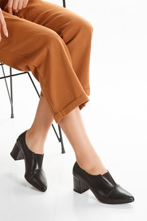 کفش پاشنه بلند کلاسیک مشکی زنانه چرم خالص elvinshoes - کد 884671061