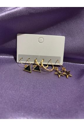 گوشواره استیل (فولاد) طلائی زنانه استیل (فولاد) EMKA AKSESUAR - کد 884695916