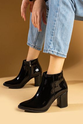 بوت / نیم بوت مشکی زنانه چرم مصنوعی Pembe Potin - کد 884714118
