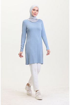 تونیک حجاب آبی زنانه ویسکون sefamerve - کد 884846920