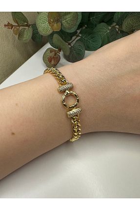 دستبند استیل (فولاد) طلائی زنانه استیل ضد زنگ HÜLYA AKSESUAR - کد 884730002