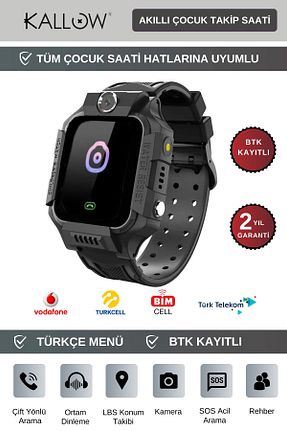 دستبند هوشمند بچه گانه مشکی kallow - کد 474630235