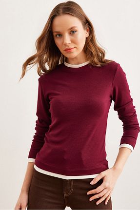 بلوز زرشکی زنانه ساده Olalook - کد 884211007