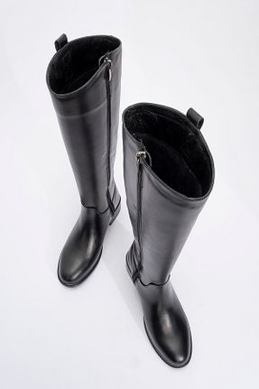 چکمه مشکی زنانه چرم خالص luvishoes - کد 57302680
