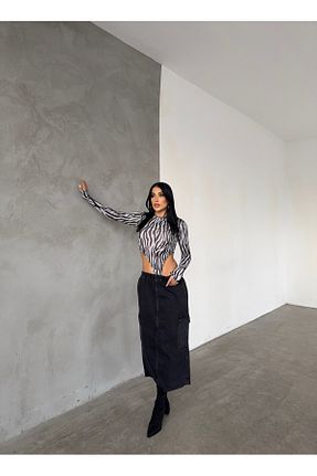 دامن طوسی زنانه جین XBELLA DENİM - کد 881922181