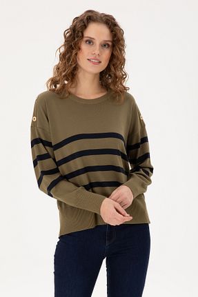پلیور خاکی زنانه ساده U.S. Polo Assn. - کد 884859939