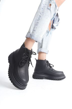 بوت / نیم بوت مشکی زنانه پاشنه تخت TUUBA SHOES - کد 884872265