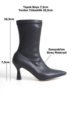 بوت / نیم بوت مشکی زنانه چرم مصنوعی TUUBA SHOES - کد 884878775