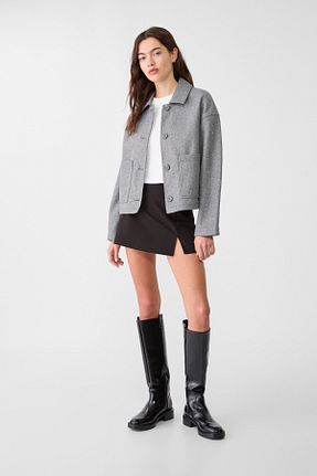 کت طوسی زنانه Straight Stradivarius - کد 884883053