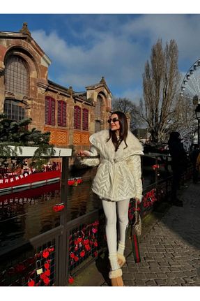 کاپشن سفید زنانه اورسایز manana fashion - کد 884894355