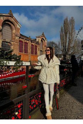 کاپشن سفید زنانه اورسایز manana fashion - کد 884894355