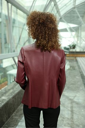 کت بلیزر زرشکی زنانه چرم مصنوعی Oilemaperla - کد 790966546