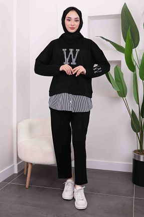 ست بالاتنه و پائین تنه حجاب مشکی زنانه رگولار İmajButik - کد 884884448