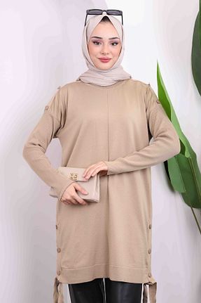 تونیک حجاب قهوه ای زنانه مخلوط پلی استر İmajButik - کد 884884101