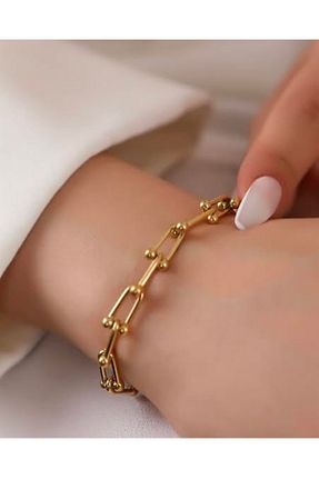 دستبند استیل (فولاد) طلائی زنانه استیل ضد زنگ Çelik - کد 885108325