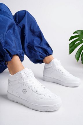 کفش بسکتبال سفید زنانه چرم مصنوعی Moda Kadıköy - کد 884898371