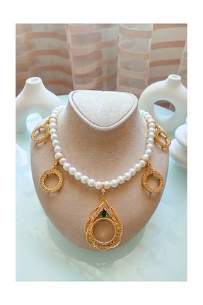 گردنبند جواهر سفید زنانه مروارید TwinsCollection - کد 884918701