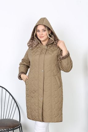 کاپشن سایز بزرگ قهوه ای زنانه Comfort TUTveAL Collection - کد 884921201