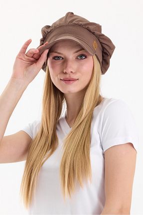 کلاه قهوه ای زنانه پنبه ای Butikgiz - کد 884933056